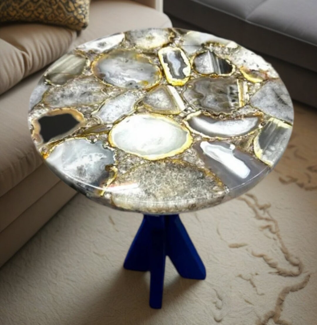 Luxury Agate Stone Table Top: Round Modern Coffee Table - Etsy