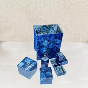 Blue Agate bathroom set, Luxury Agate Bathroom Vanity set , Bathroom Accessories Set for Home office Décor
