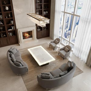 White Quartz Coffee Table Top: Natural Gemstone Slab, Kitchen & Bar Decor