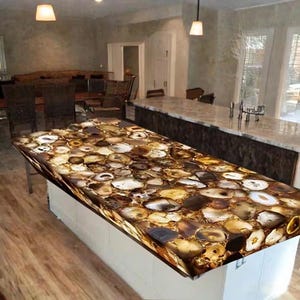 Brown Agate Counter Top: Gemstone Vanity, Buffet, or Island