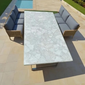 White Quartz Dining Table, Quartz Countertops, Quartz Dining Table Top, Quartz Conference Table,  Quartz Console Table, Home Décor Interior