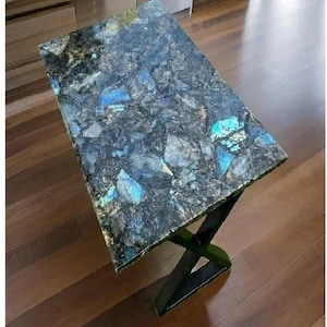 Labradorite Center, Coffee Table,Labradorite Bars & Kitchen Dining Table Top Slab ,Home Decor Furniture, Countertop Slab, Gemstone Stone Top