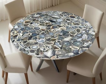 Round Agate Coffee Table Top: Brown Stone Dining Table