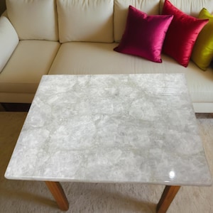 Square White Quartz Coffee Table Top Modern Luxury Gemstone Cafeteria Furniture Handcrafted Art Console Bar Home Interior Furniture Deco