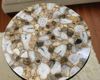 Handmade Brown Agate Coffee Table: Luxury Stone Sofa Center Table
