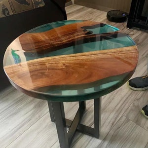Epoxy Table Top with Acacia Wood | Dining Table Top | Live Edge Wooden Table Top | Resin River Table Top ( Customisable )