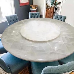Buy White Quartz Round Table Top - Perfect for Coffee, Center, Dine, and Hallway Tables - Handcrafted Artistry for Your Home Furniture Decor