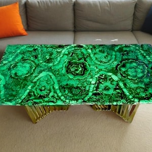 Tampo de mesa de jantar em mármore malaquita natural, bancada de cozinha, mesa personalizada, mesa/bancada de decoração para casa feita à mão