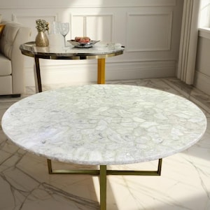 White Agate Coffee table for Modern Living Room, Big Size Center Table Top Custom made ,Coffee Table Top, Balcony Table, Garden table top