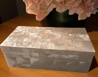 Mother of Pearl Inlay Jewelry Box: Handmade Marble Keepsake Organizer