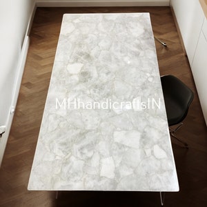 Natural White Quartz Dining Table Top: Agate Console Table
