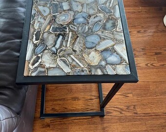 Square Agate Stone Side Table: Natural Home Decor (Table Top Only)