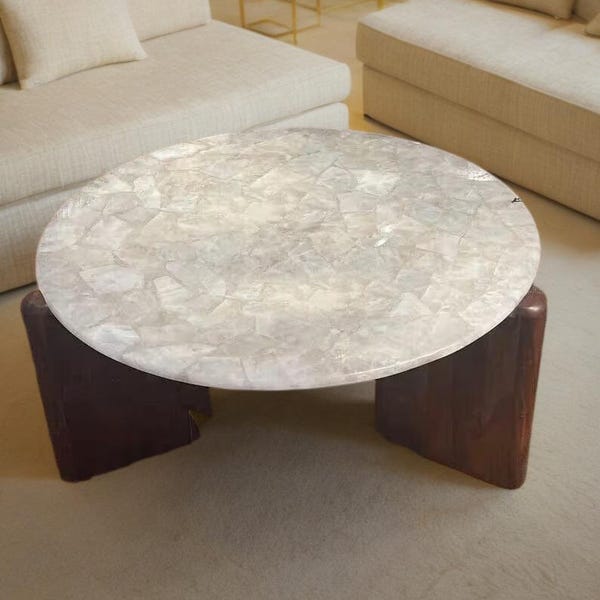 Kristall Couchtisch mit weißem Quarzstein Fertigen Sie handgemachtes Haus- & Gartendekor-Innenraum besonders an