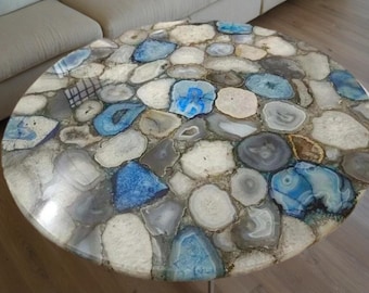 Natural Agate Gemstone Coffee Table: Glam Home Decor
