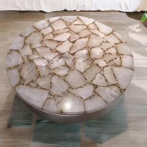 White Agate table, Coffee End Table, Stone Furniture, Centre table, Custom table top, Dining Table, Handcrafted Table top, Agate Stone table