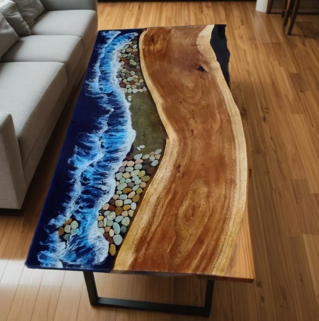Ocean Waves Epoxy Conference Table, Wooden Table, Resin Dining Table ...