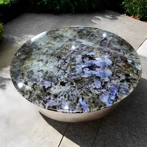 Handmade Labradorite Agate Table Top: Natural Stone Coffee/Dining Decor