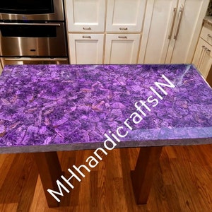Amethyst stone Table Top, Purple Amethyst Stones Countertop / Agate Countertop Handmade Art Farmhouse Furniture For Home & Kitchen Decor