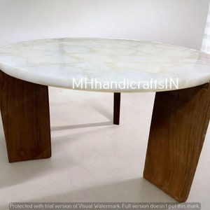 Round White Quartz Table Top, Center, Dining Table, Coffee Table, Resin Table ( Customizable )