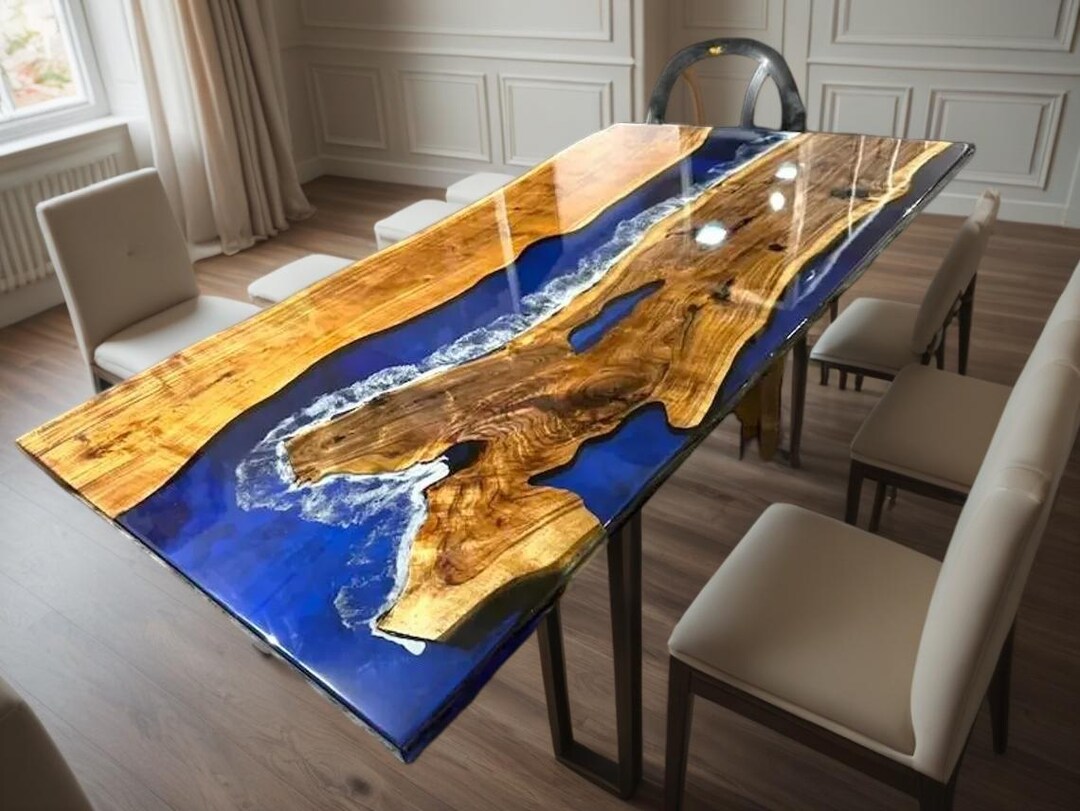 Handmade Live Edge Epoxy Ocean Dining Table - Etsy
