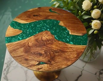 Green Epoxy Table Custom Resin River Handcrafted Epoxy Table Unique Artistic and Functional coffee table Epoxy Center Table Handmade Décor