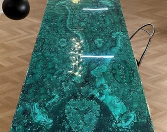 Handmade Malachite Marble Table Top: Farmhouse Dining, Kitchen Counter