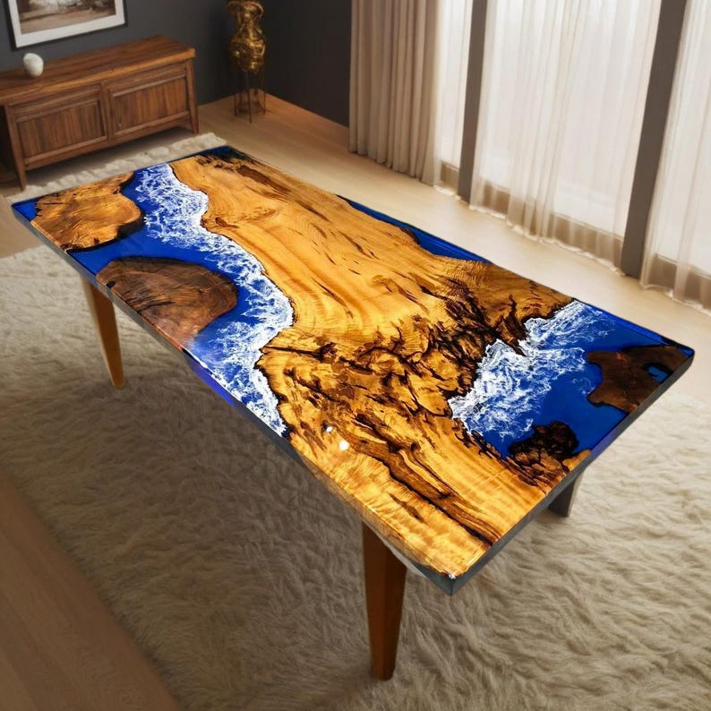 Handmade Ocean Wave Epoxy Resin Coffee Table: Beach House Decor - Etsy