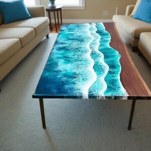 Ocean Epoxy table top, Home decor Furniture, Live edge table top, Kitchen Dine table , Epoxy Bar table top, Handmade Epoxy Coffee table top
