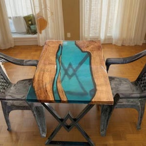 Epoxy Wooden Resin Table, Epoxy Resin River Table, Blue Clear Epoxy Table, Epoxy Live Edge Walnut Table, Epoxy Coffee Table Top, Home decor