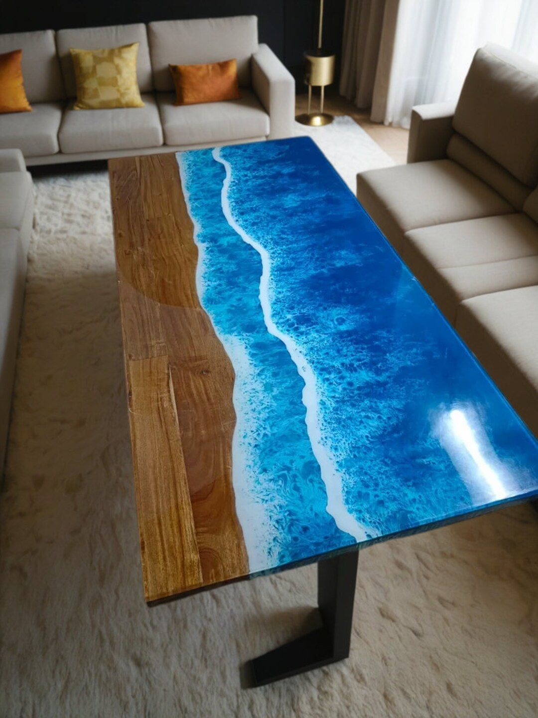 Handmade Ocean Wave Epoxy Coffee Table: Resin Dining Table - Etsy