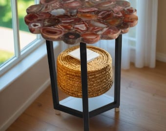 Round Agate Table Top: Natural Stone Coffee Table