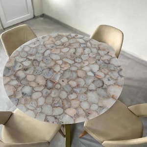 White Agate Coffee, Dining Table Top, Agate Stone Sofa Center Table Top, Round Table, Agate Side Table, Dining Room Furniture, Home Decor