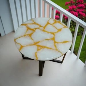 Natural Gemstone White Agate Side Table, Top, Agate Center Table Top, Agate Console Table Top, Agate Coffee Table Home Decor Round Table