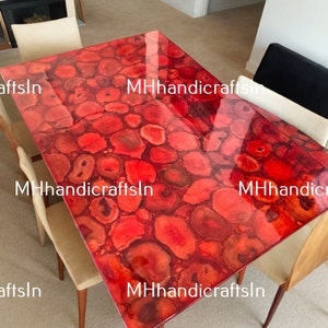 Red Agate Stone Table Top, Dining Living Room Table Top , Stone Coffee Center Table , Handmade Interior , Dining Room Furniture