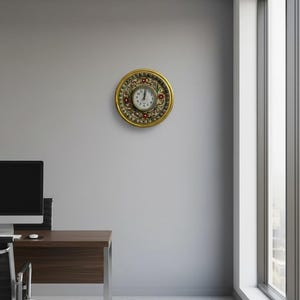 Handcrafted Marble Shell Clock: Elegant Home Decor Showpiece