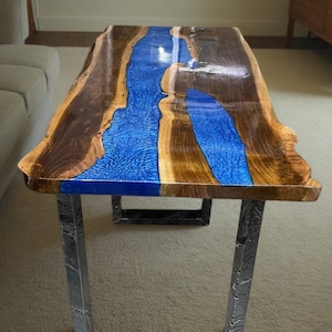 Elegant Blue Epoxy Table, Epoxy Resin Table, Epoxy Dining Table, Blue River Wooden Table Top Living Room Sofa Center Table Top Décor Home