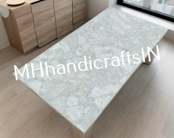 White Quartz Table Top: Rectangle Natural Gemstone, Custom Shape