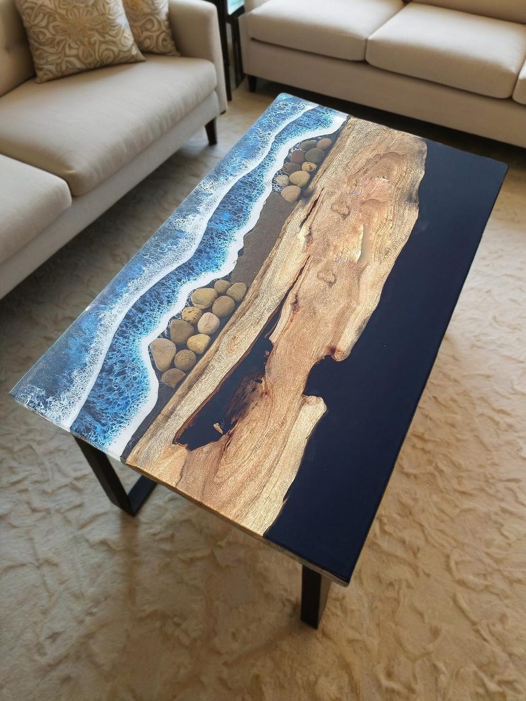 Ocean Epoxy Resin Coffee Table: Live Edge River Table Decor - Etsy