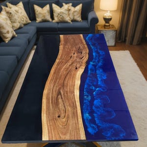 Ocean Wave Epoxy Resin Table, Custom Size Dining Table, Living Room Table, Handmade Resin Art Table, Kitchen Desk, Beach Theme Furniture