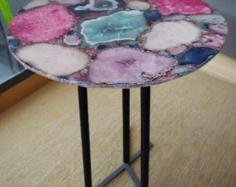 Handmade Agate Coffee Table Top: Luxurious Round Stone Centerpiece