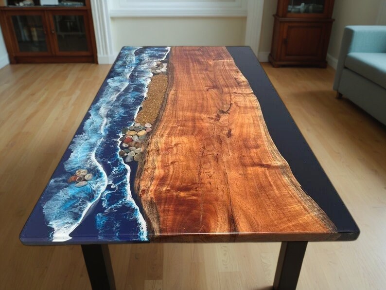 Epoxy Resin Ocean Wave Coffee Table: Beach House Decor - Etsy