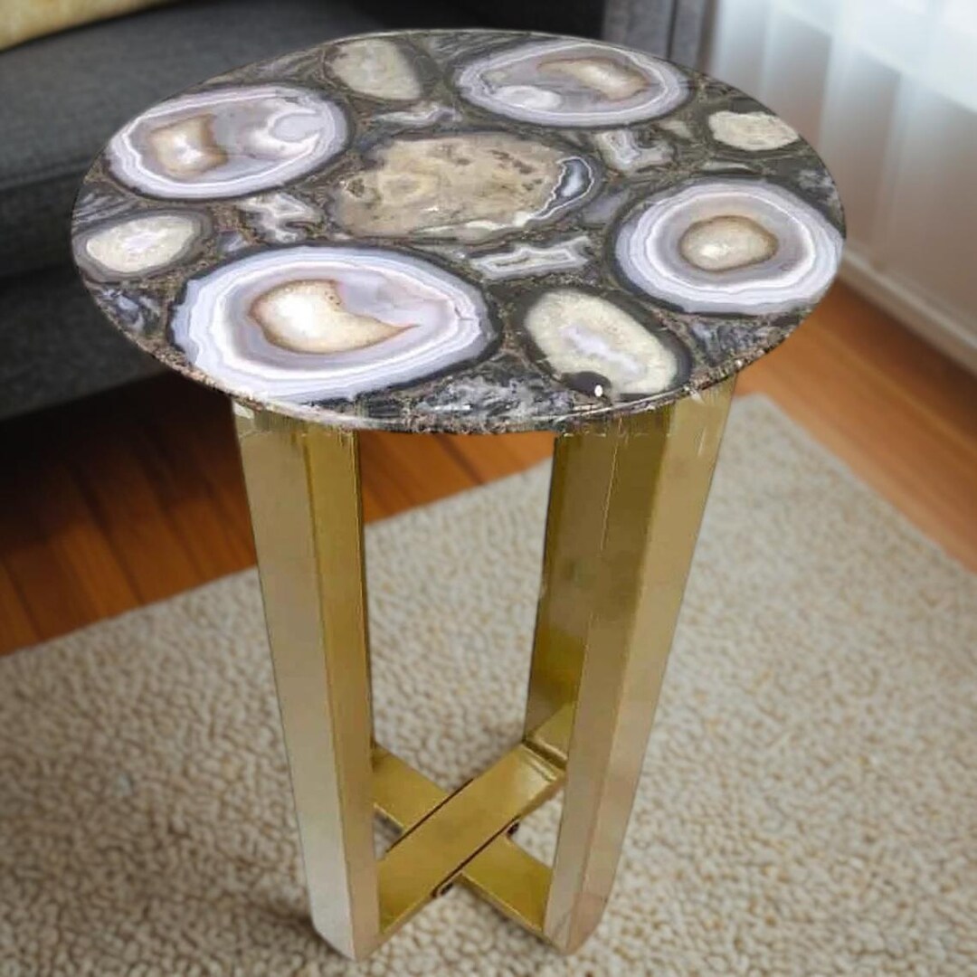 Agate Table Handmade Natural Agate Side Table: Geode Stone Coffee Table - Etsy