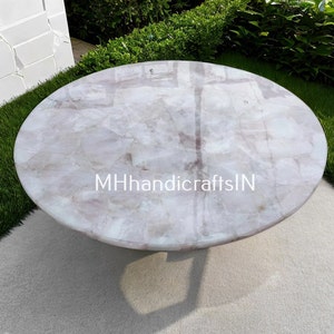 Rose Quartz Table Top, Pink Rose Quartz Coffee Table Top Handmade Home Decor