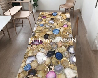 Handmade Agate Dining Table Top: Geode Stone Countertop Slab