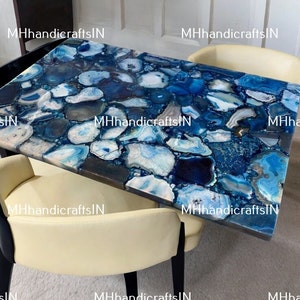 Blue Agate Coffee Table Top, Agate Stone Side Table, Agate Center Table, Stone Backlit Top, Agate Counter Top for Bar & Console Décor