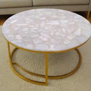 Natural Quartz Table Top ,White Quartz Round Center Table Top, Quartz Sofa Table, Stone Coffee Table, Quartz Desk Table, Home Décor Interior