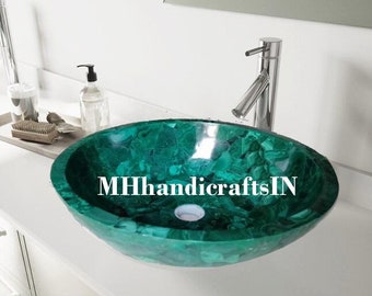 Buy Green Malachite sink , Bathroom Vessel basin, Gemstone handmade washbasin, Kitchen sink, Home décor