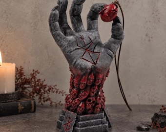 Demonic Hand Brand of Sacrifice Resin Statue, Dark Fantasy Sculpture, Horror Desk Decor, Gothic Resin Figure, Gift anime fan