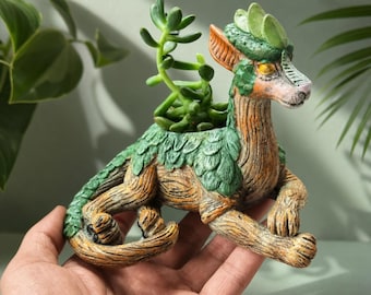 Dragon Planter Pot, Resin Dragon Succulent Planter, Fantasy Flower Pot, Indoor Outdoor Garden Decor, Dragon Gift