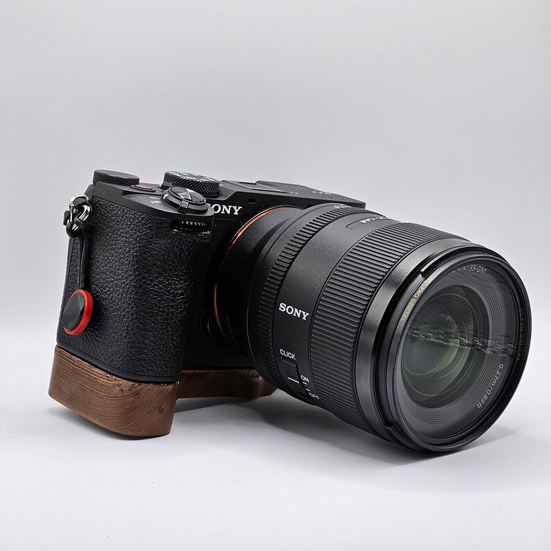 Sony A7C II / A7CR Wood PLA Grip Extension 3D Printed, Stained, Wood